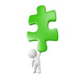 3D Character Holding Very Large Puzzle Piece Royalty Free Stock Photo