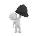 3D Character holing up british bobby hat Royalty Free Stock Photo