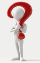3d character: an inquisitive figure adorned with a dynamic question mark, sparking curiosity and intrigue in a visually