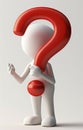 3d character: an inquisitive figure adorned with a dynamic question mark, sparking curiosity and intrigue in a visually