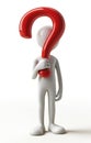 3d character: an inquisitive figure adorned with a dynamic question mark, sparking curiosity and intrigue in a visually