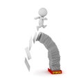 3D Character Jumping Over an Inbox with a Stack of Paper Royalty Free Stock Photo