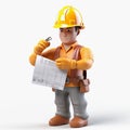 3D Character Laborer on Labor Day, white background