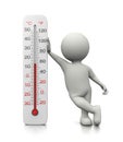 3D Character Leaned on a Thermometer