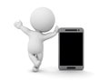3D Character leaning on generic smartphone Royalty Free Stock Photo