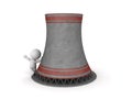 3D Character leaning on nuclear power chimney Royalty Free Stock Photo