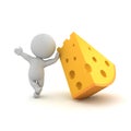 3D Character leaning on a piece of cheese