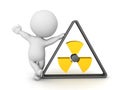 3D Character leaning on radioactive logo