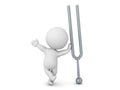 3D Character leaning on tunning fork Royalty Free Stock Photo