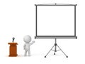 3D Character with Lectern and Projector Screen