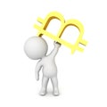 3D Character lifting up a bitcion symbol Royalty Free Stock Photo