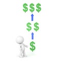 3D Character looking at multiplying money Royalty Free Stock Photo