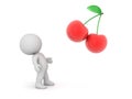 3D Character looking up at cherries