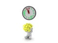 3D Character with lots of sticky notes on him with clock reaching deadline Royalty Free Stock Photo