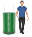 3d character , man and capacitor Royalty Free Stock Photo