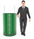 3d character , man and capacitor Royalty Free Stock Photo