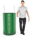 3d character , man and capacitor Royalty Free Stock Photo
