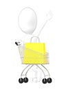 3d character , man and cart with shopping bags Royalty Free Stock Photo