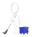 3d character , man floor cleaner Royalty Free Stock Photo