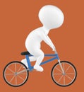 3d character , man riding bicycle