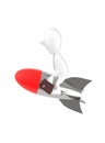 3d character , man on rocket , boost , competetive edge Royalty Free Stock Photo