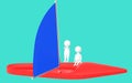 3d character , man sailing a boat