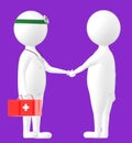 3d character , man shaking hand with a medical practioner , doctor