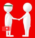 3d character , man shaking hand with a medical practioner , doctor