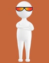 3d character , man wearing orange yellow tinted sunglass Royalty Free Stock Photo