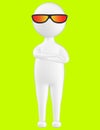 3d character , man wearing orange yellow tinted sunglass Royalty Free Stock Photo