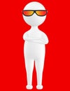 3d character , man wearing orange yellow tinted sunglass Royalty Free Stock Photo