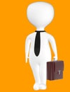 3d character , man wearing tie and holding briefcase , professional , worker