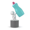 3D Character with Plates and Dish Soap Royalty Free Stock Photo