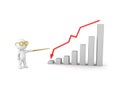 3D Character pointing at graph showing decline Royalty Free Stock Photo