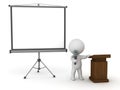 3D Character Public Speaker with Presentation Screen