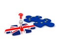 3D Character Questioning Puzzle Piece with British Flag and Euro Royalty Free Stock Photo