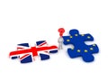 3D Character Questioning Puzzle Pieces with British Flag and Eur Royalty Free Stock Photo