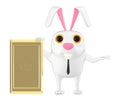 3d character , rabbit and a 916 golden bar
