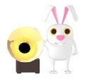 3d character , rabbit and gramaphone