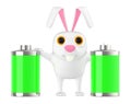 3d character , rabbit and a green batteries