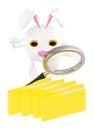 3d character , rabbit holding a magnifier towards file folder Royalty Free Stock Photo