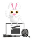 3d character , rabbit , monitor , film clap board and film reels