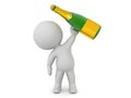 3D Character raising up a champagne bottle