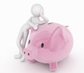 3d character recline piggy bank Royalty Free Stock Photo