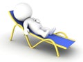 3D character relaxing in beach chair Royalty Free Stock Photo