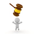 3D Character running away from gavel