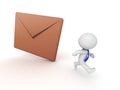 3D Character Running Away from Mail Envelope Royalty Free Stock Photo