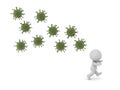 3D Character Running Away from Viruses Royalty Free Stock Photo