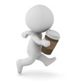 3D Character Running with Coffee Cup in His Hand