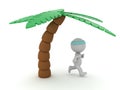 3D Character running under palm tree